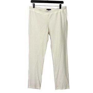 Eileen Fisher White Stretch Crepe Pants Slim Fit Ankle Pull-On Stretch Size S